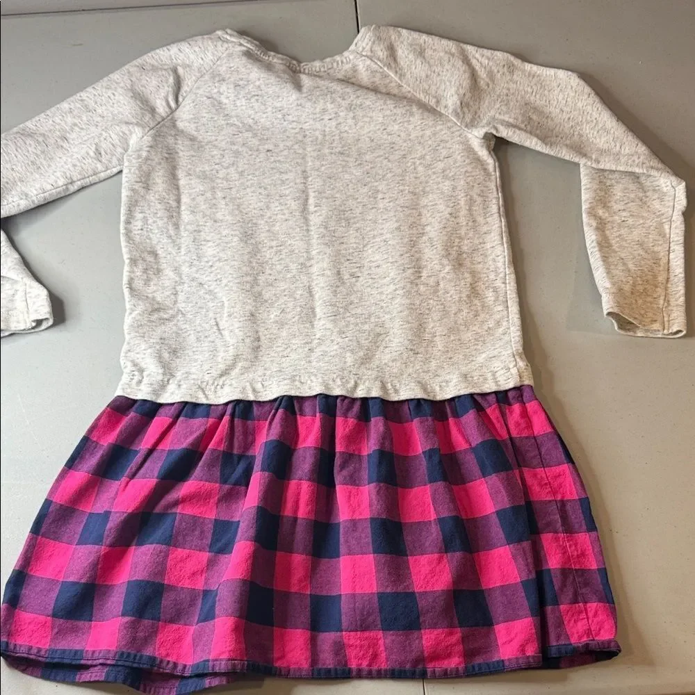 Vineyard Vines Gray and Pink Plaid Long Sleeve Dress